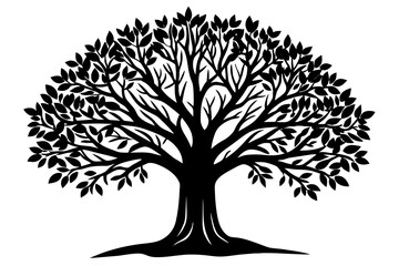 green tree silhouette vector illustration