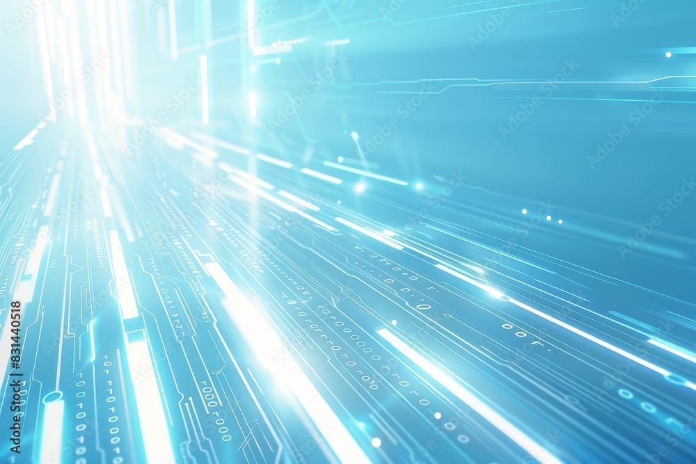 Poster Abstract digital background featuring binary code and data flow, illustrating the intricate network and communication systems in the technology-driven world, Generative AI