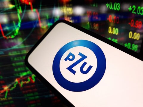Konskie, Poland - May 27, 2024: PZU Powszechny Zaklad Ubezpieczen company logo displayed on mobile phone