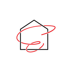 Letter E and House Logo Vector 090