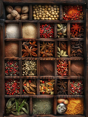Photo of a variety of natural delicious cooking spices