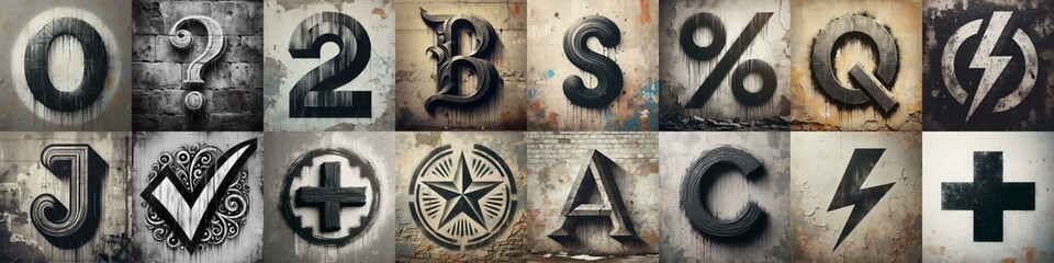 Graffiti style mono color Lettering Typeface. AI generated illustration