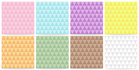 Seamless pastel triangle wave background pattern textile design for wallpaper, texture, printing, clothing. Collection set vector.