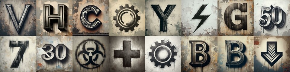 Graffiti style mono color Lettering Typeface. AI generated illustration