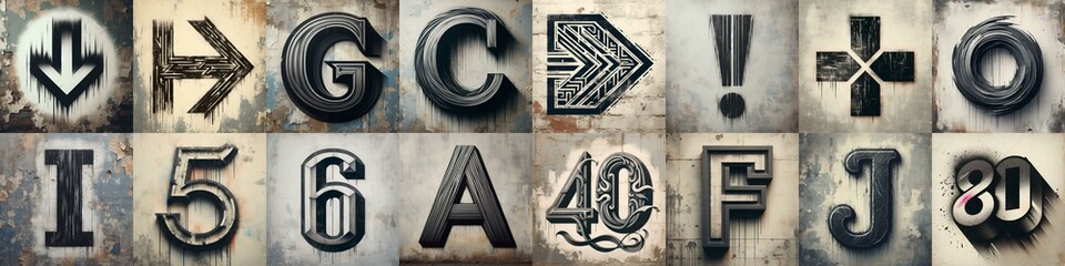 Graffiti style mono color Lettering Typeface. AI generated illustration