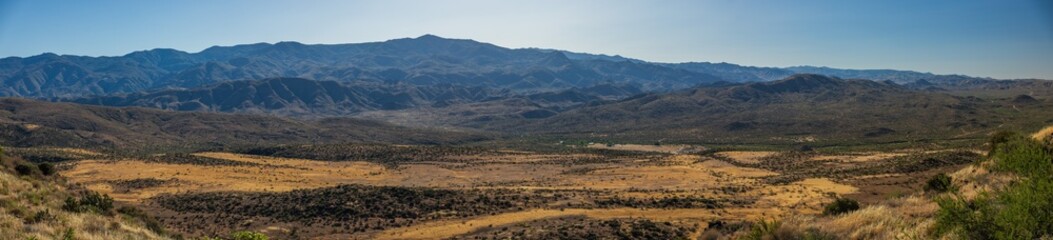 Valley landscape panorama with distant mountains, Black Canyon Arizona