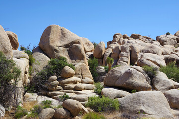 Desert mountain boulders landscape in the Joshua Tree National Park