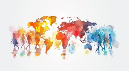 World Population Day. white background, watercolor style. text Digital illustration