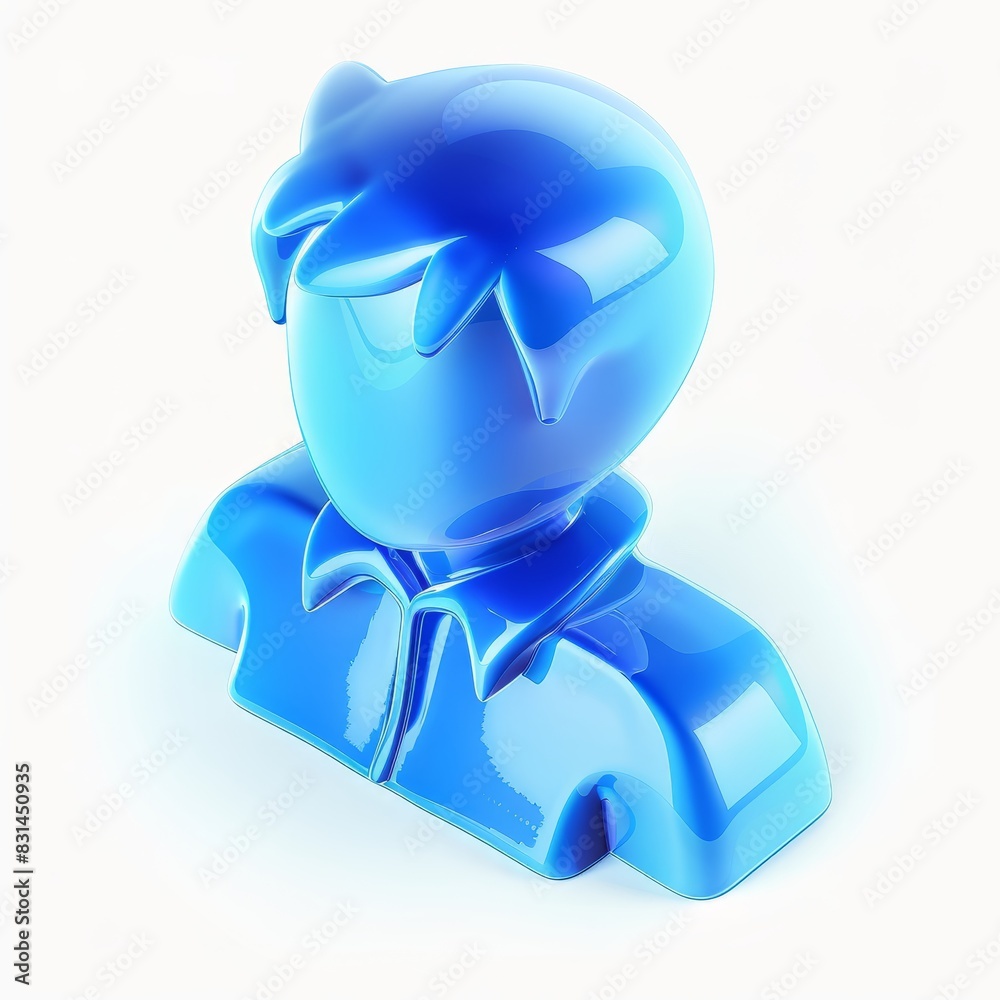 Leinwandbilder 3d blue avatar icon representing a digital user profile, symbolizing modern technology, virtual iden