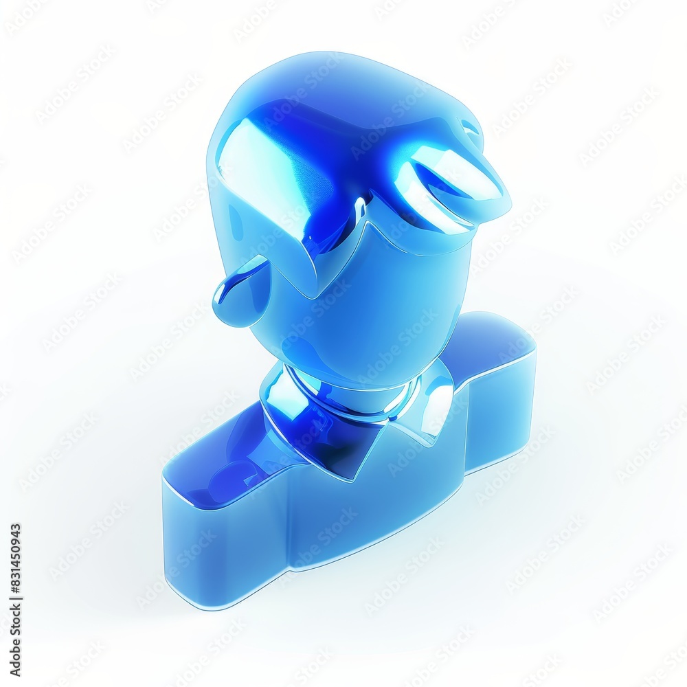 Aufkleber 3d blue avatar icon representing a digital user profile, symbolizing modern technology, virtual iden