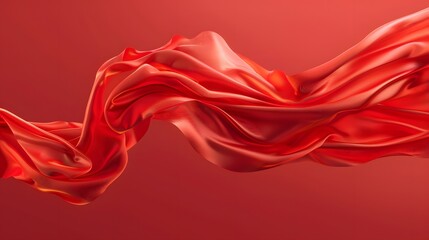 Fototapeta premium twists red silk on an isolated red background