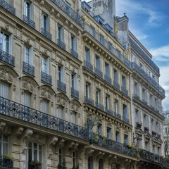 Exterior of a beautiful building in Boulevard Henry-IV in the 4e arrondissement of Paris, France