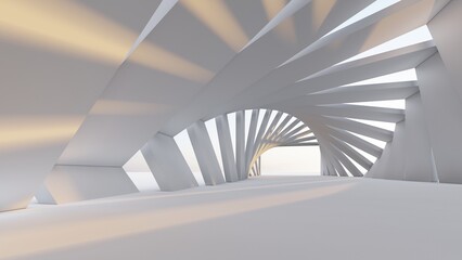 Architecture background geometric arched interior 3d render