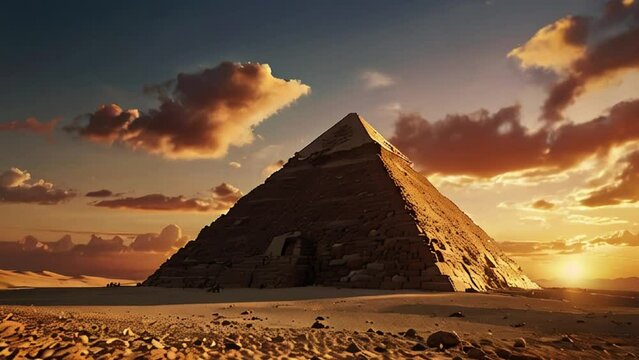 The Great Pyramid of Giza at Sunset with Dramatic Clouds