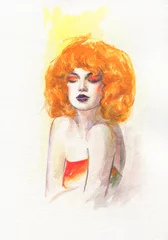 abstract woman portrait. watercolor painting. illustration © Anna Ismagilova