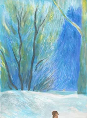 winter landscape. watercolor illustration © Anna Ismagilova