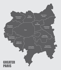 Greater Paris administrative map