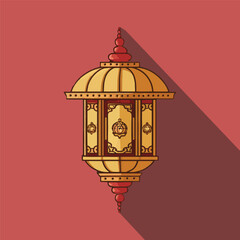 Islamic traditional lantern. Eid mubarak holiday illumination items.
