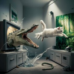 Crocodile and Cat