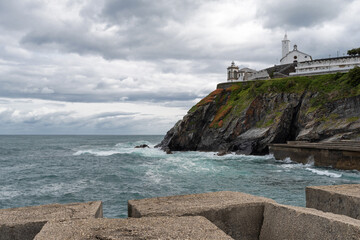 Luarca Lighthouse and Chapel of Our Lady the White. Valdes Council. Asturias