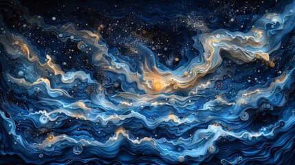 Detailed paper quilling art of a night sky filled with stars, capturing the beauty and depth of the cosmos