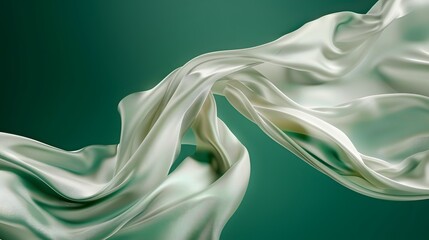 twists green silk  on an isolated green background