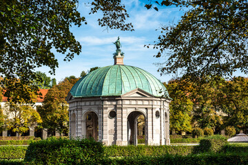 Autumn view of Hofgarten Park with Dianatempel in Munich, Germany