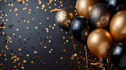 Black and Gold Balloons on Table