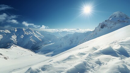 Obraz premium Skis Resting on Snowy Slope