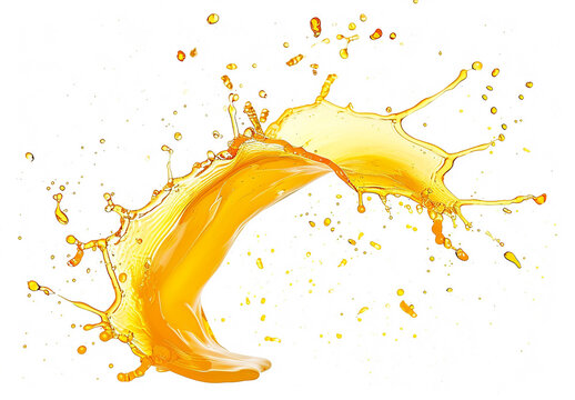 Photo of fruit juice , orange splash on white background