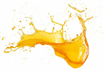 Photo of fruit juice , orange splash on white background