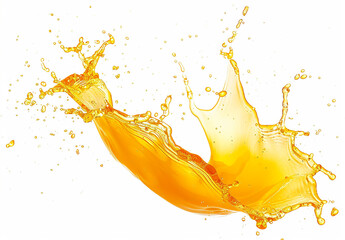 Photo of fruit juice , orange splash on white background