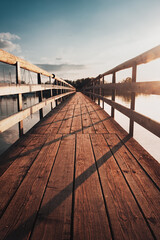 Sunset mood pier at the lake.
