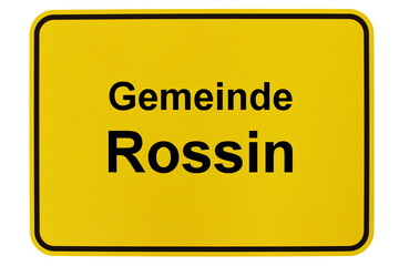 Illustration eines Ortsschildes der Gemeinde Rossin in Mecklenburg-Vorpommern