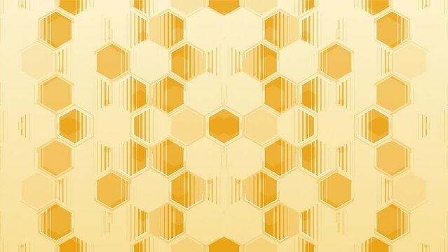 Yellow Hexagons Corporate Background. Geometric Tech Abstract Pattern. Looped video.