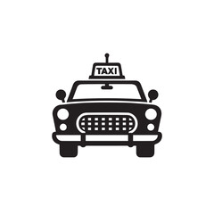 Retro Taxi: Minimalist Black and White Front View