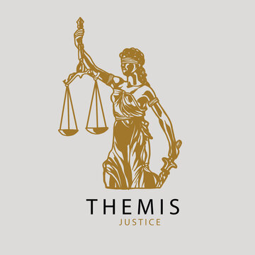 Themis Law Goddess Logo Attorney Lawyer Design vector template in ash colour background.