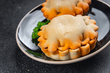 fish pie dish fresh seafood cooking  meal food snack on the table copy space food background rustic top view