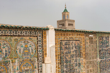 Scenic view of the minaret of Al-Zaytuna Mosque in the Medina, the oldest mosque in the Tunisian...