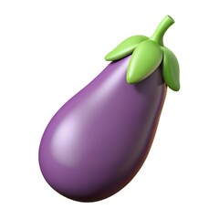 Fresh purple eggplant slice, glossy and vibrant, a delicious ingredient for vegetarian cuisine Eggplant.  Eggplant isolated on white background.