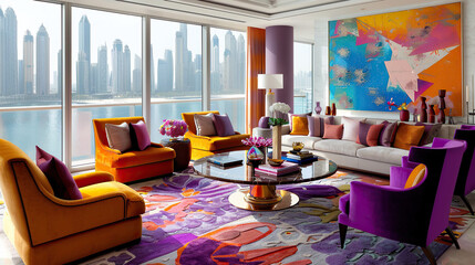 Art Home. Modern colorful interior with painting