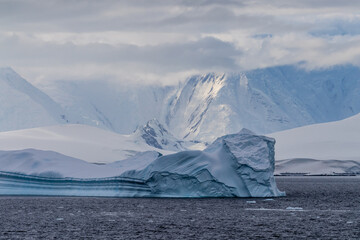 Icebergs and Glaciers align the coast of the Antarctic peninsula, and its many islands. Image taken near the entrance of the Lemaire Channel