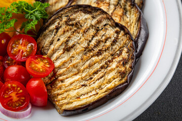 vegetable grill eggplant, pepper, tomato fresh cooking grilled meal food snack on the table copy space food background