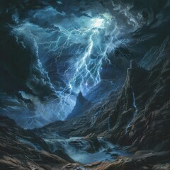 Majestic Thunderstorm Over Rugged Mountain Terrain