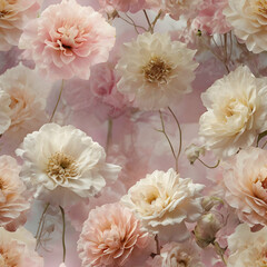 Soft hues of pink and cream come alive in this high-resolution photograph of flourishing flowers.