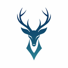 a minimalist deer head logo vector art illustration icon logo featuring a modern stylish shape with an underline set on a solid white background