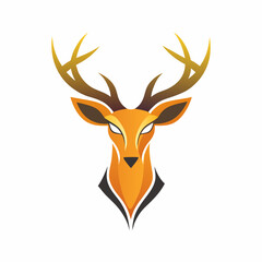 a minimalist deer head logo vector art illustration icon logo featuring a modern stylish shape with an underline set on a solid white background