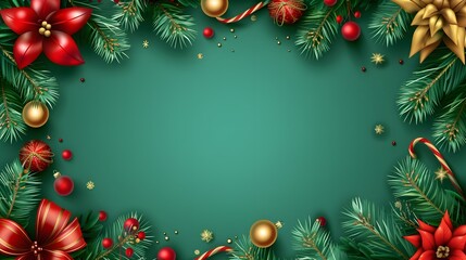 Merry Christmas sign banner frame with empty space and festive decoration
