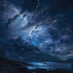 Majestic Thunderstorm Over Tranquil Mountain Lake