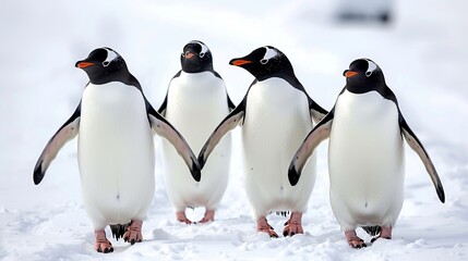 Fototapeta premium Harmonious gathering of a unified penguin colony standing together in solidarity